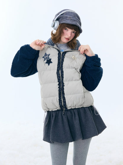 Star Print Contrast Stitching Thickened Warm Jacket【s0000015260】