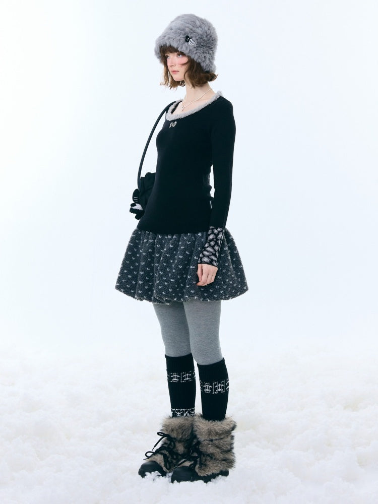 Leopard Print Cuff Long Sleeve T-Shirt Slimming Crew Neck Knitted Base Shirt【s0000015263】