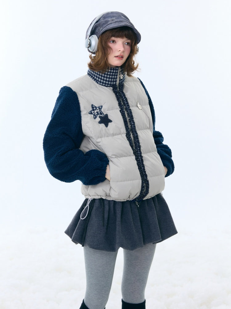 Star Print Contrast Stitching Thickened Warm Jacket【s0000015260】
