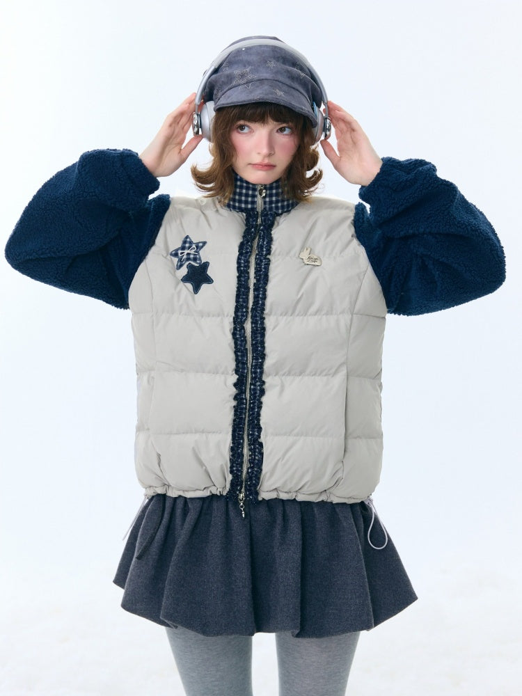 Star Print Contrast Stitching Thickened Warm Jacket【s0000015260】