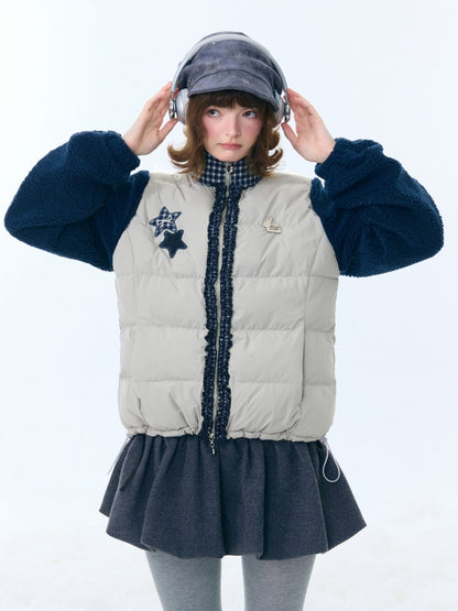 Star Print Contrast Stitching Thickened Warm Jacket【s0000015260】