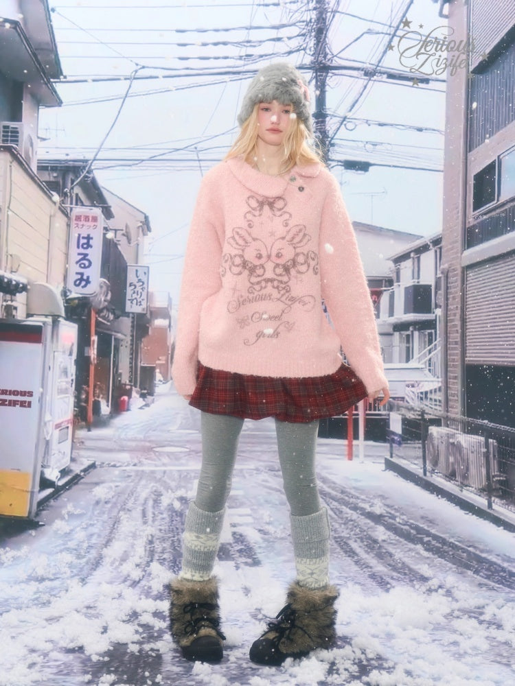 Rabbit Lazy Style Irregular Doll Collar Sweater【s0000015262】