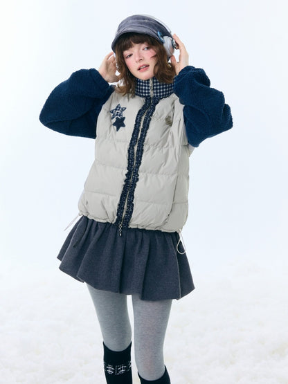 Star Print Contrast Stitching Thickened Warm Jacket【s0000015260】