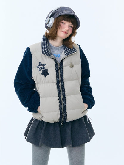 Star Print Contrast Stitching Thickened Warm Jacket【s0000015260】