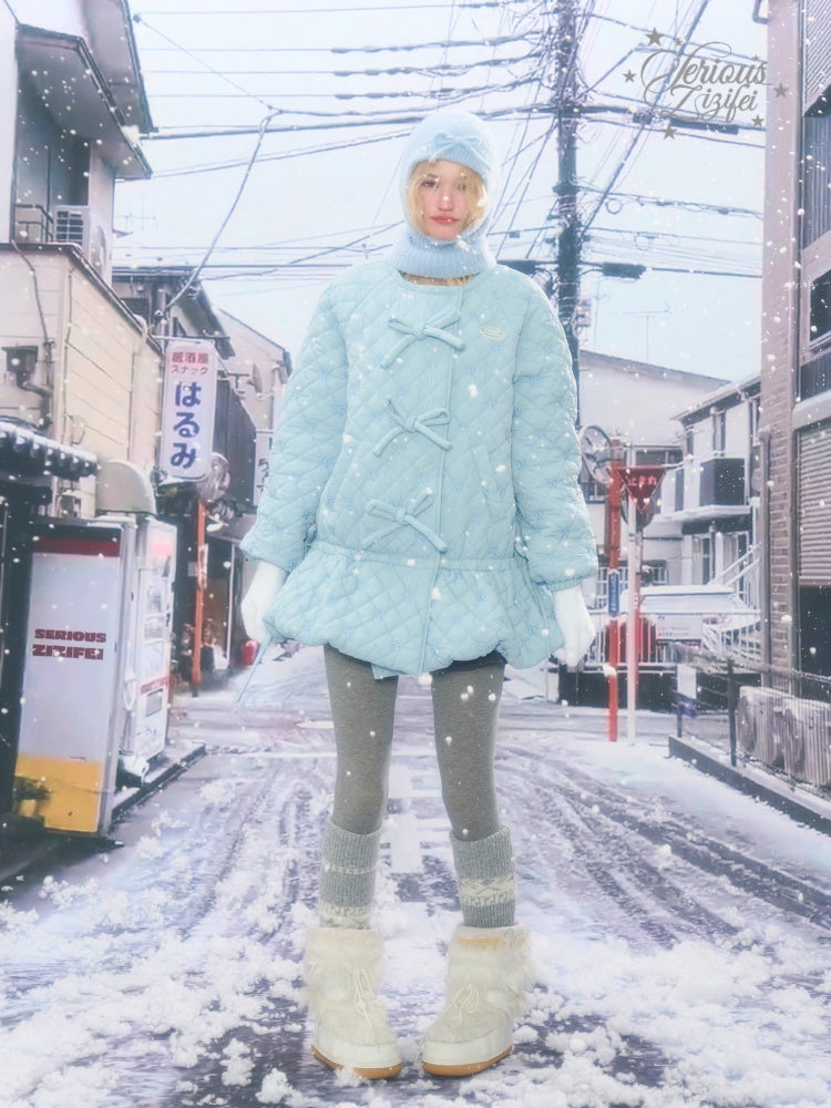 Design Pocket Hem Mid-Length Thickened Warm Cotton Quilted Jacket【s0000015258】