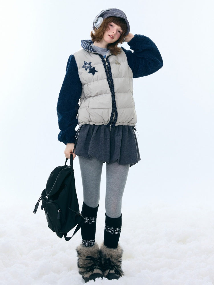 Star Print Contrast Stitching Thickened Warm Jacket【s0000015260】
