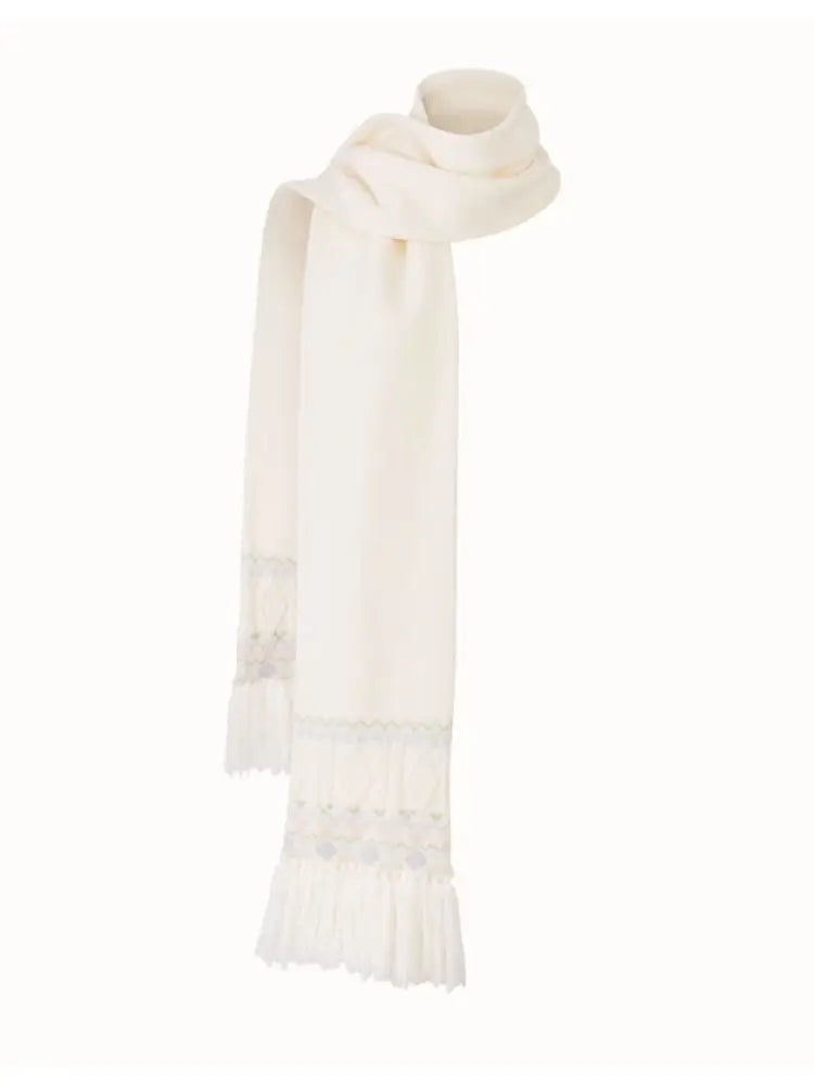 Fresh and Soft Cotton Sweater, Scarf, Floral Skirt【s0000014323】