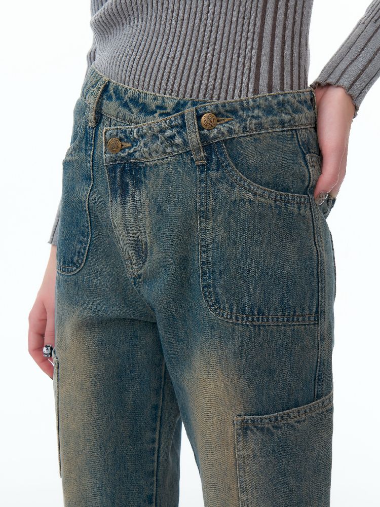 Straight Wide Leg Washed Jeans【s0000011489】