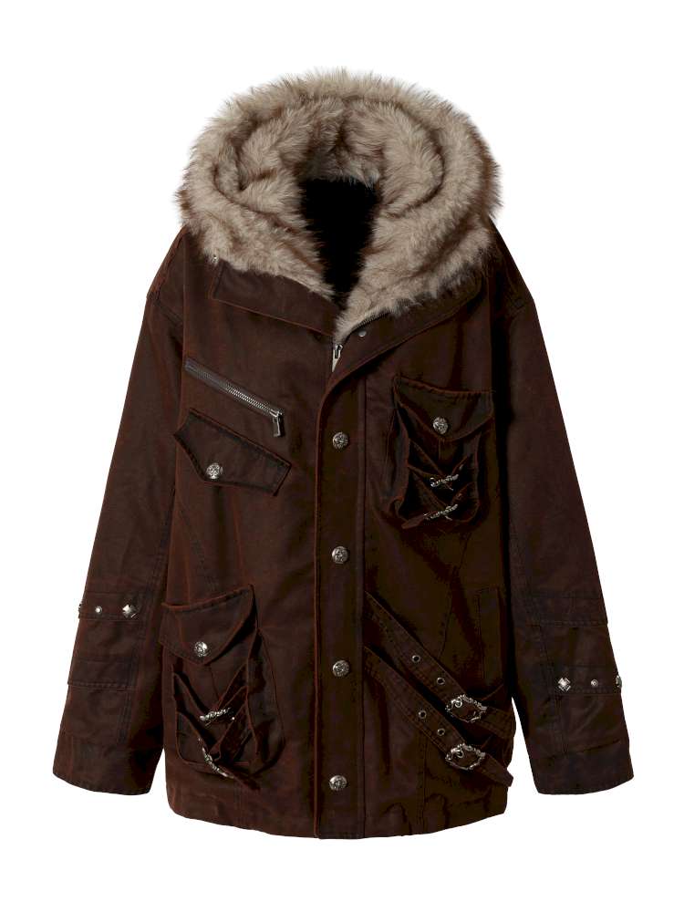 Mid-Length Fleece-Lined Cotton Jacket【s0000014475】