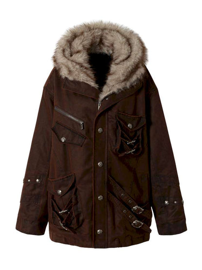 Mid-Length Fleece-Lined Cotton Jacket【s0000014475】