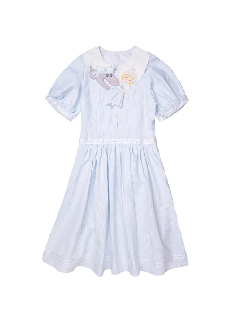 Blue and White Striped Dress【s0000014154】