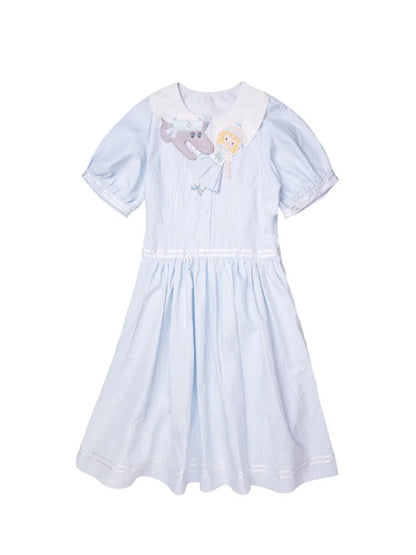 Blue and White Striped Dress【s0000014154】