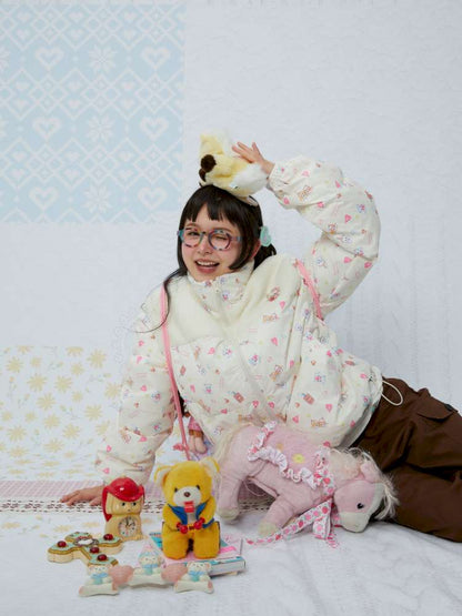 Print Patchwork Warm Down Jacket【s0000015038】