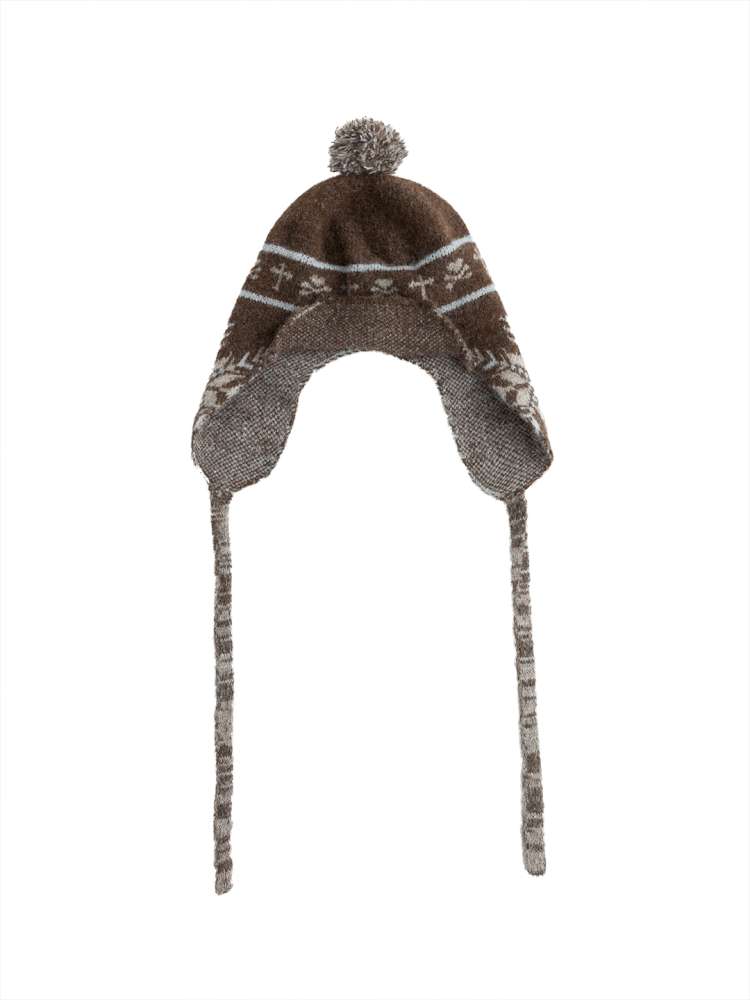 Striped Snowflake Ear Protection Beanie【s0000014672】