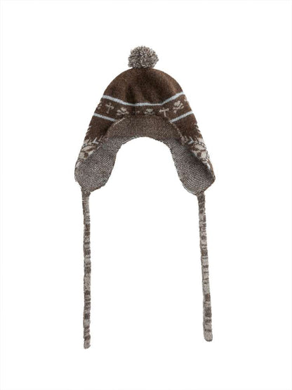 Striped Snowflake Ear Protection Beanie【s0000014672】