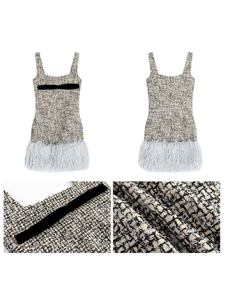 Bow Removable Raw Edge Slimming Dress【s0000005295】