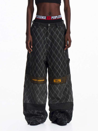 PU Distressed Diamond Cargo Pants【s0000015175】