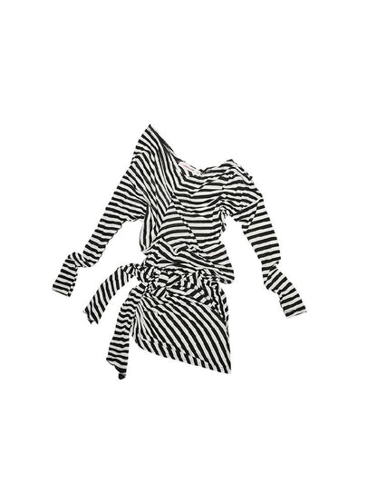 Black and White Striped Raglan Dress【s0000011613】