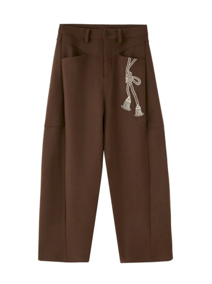 Loose-Knot Straight-Leg Wide-Leg Pants【s0000014046】