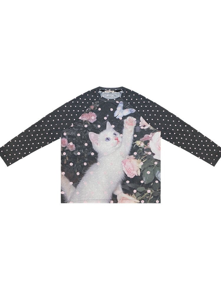 Polka Dot Raglan Cat Sleeve Shirt【s0000017885】