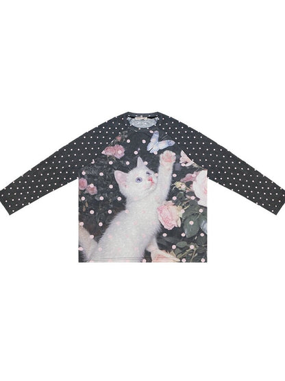 Polka Dot Raglan Cat Sleeve Shirt【s0000017885】