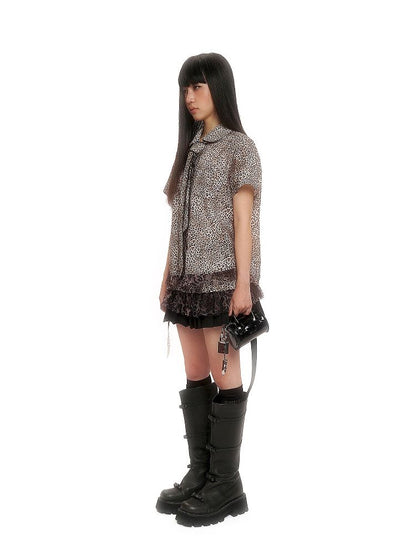 Patchwork Mesh Blouse【s0000012513】