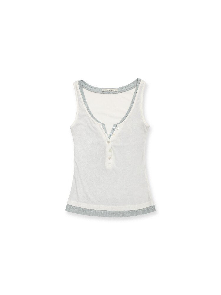 Fake Two Piece Henley Collar Vest【s0000017433】