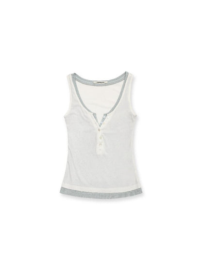 Fake Two Piece Henley Collar Vest【s0000017433】