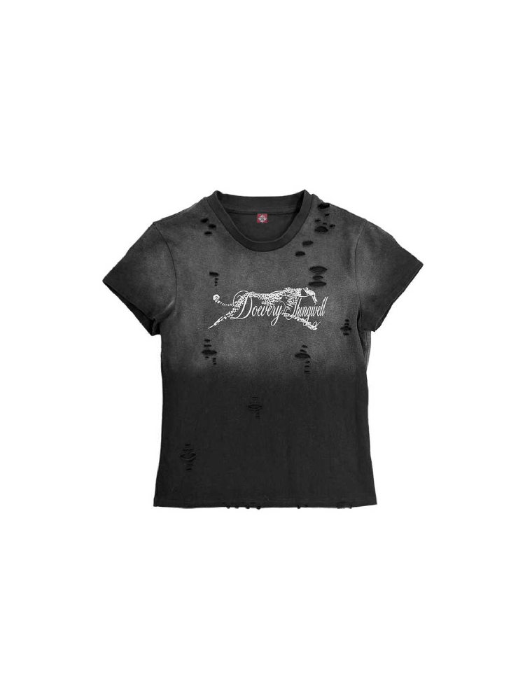 Washed Torn Digital Print Crew Tee【s0000018220】
