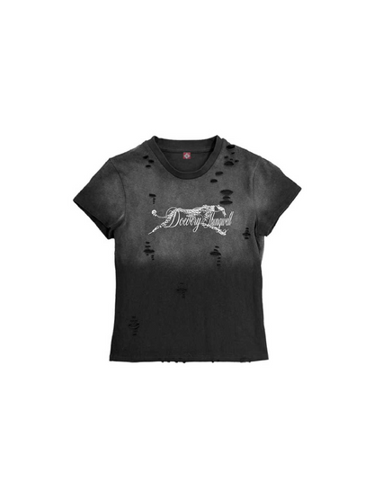 Washed Torn Digital Print Crew Tee【s0000018220】