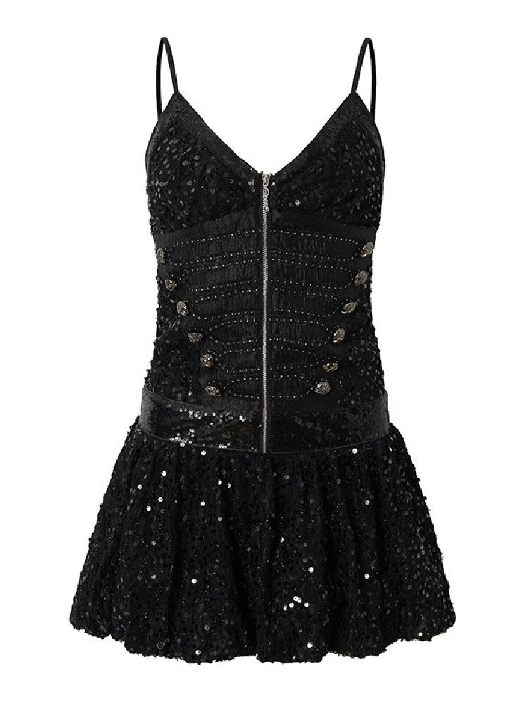 Vintage Court Punk Sequin Dress【s0000017858】