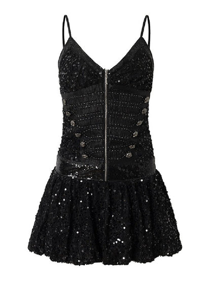 Vintage Court Punk Sequin Dress【s0000017858】