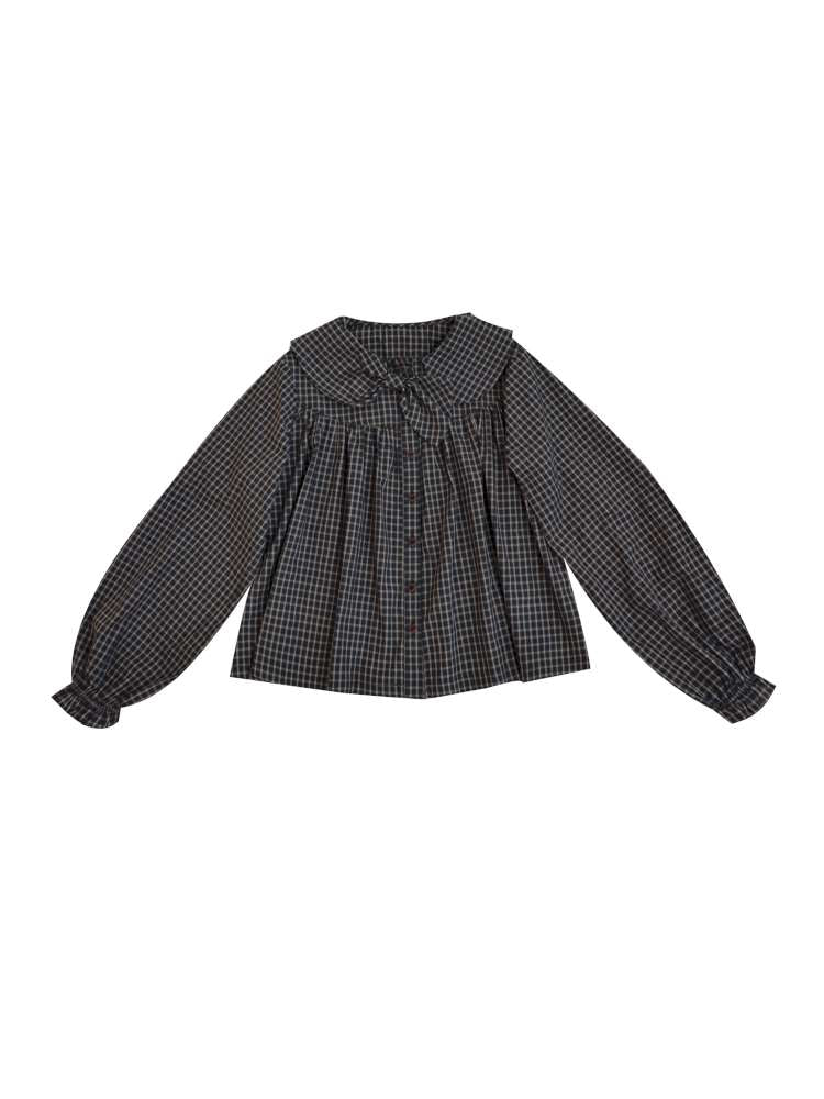 Vintage Girly Dark Green Plaid Shirt【s0000014842】