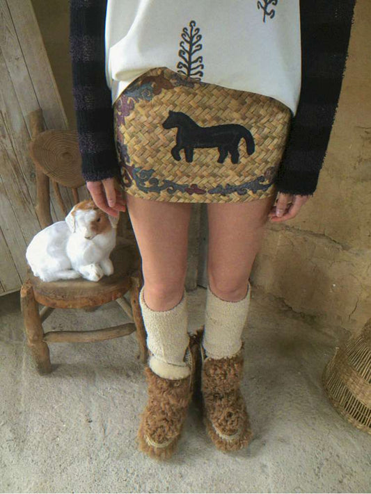 Bamboo Pony Print Padded Skirt【s0000015079】