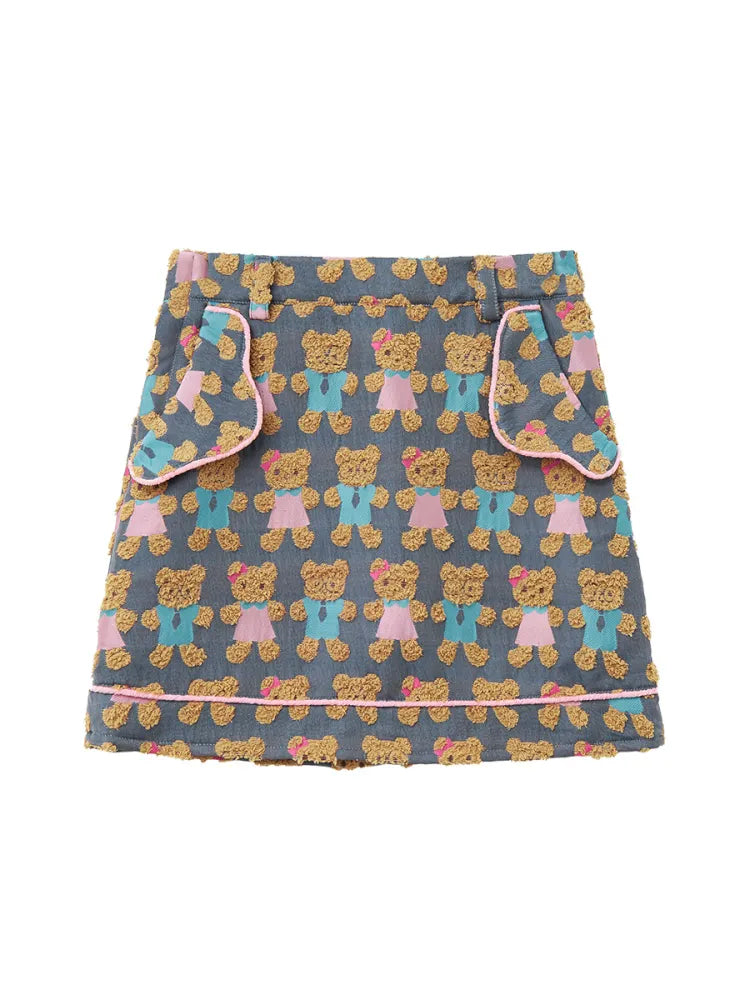 Bear Contrast-Color Skirt【s0000014145】