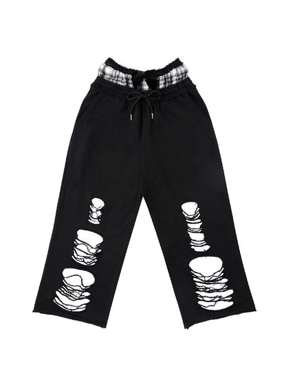 Fake Two Ripped Velvet Bow Pants【s0000016487】