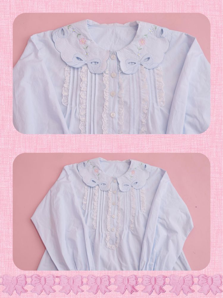 Round Neck Embroidered Blue Lace Dress【s0000013493】