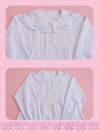 Round Neck Embroidered Blue Lace Dress【s0000013493】