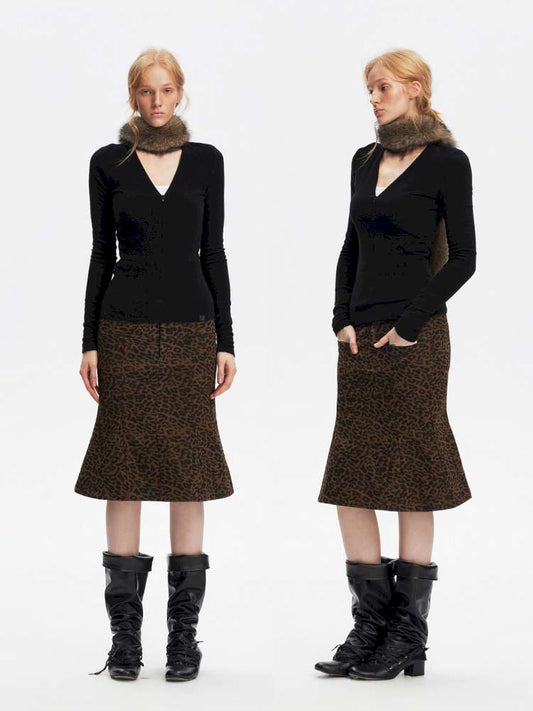 Leopard Print A-Line Mermaid Skirt【s0000015063】