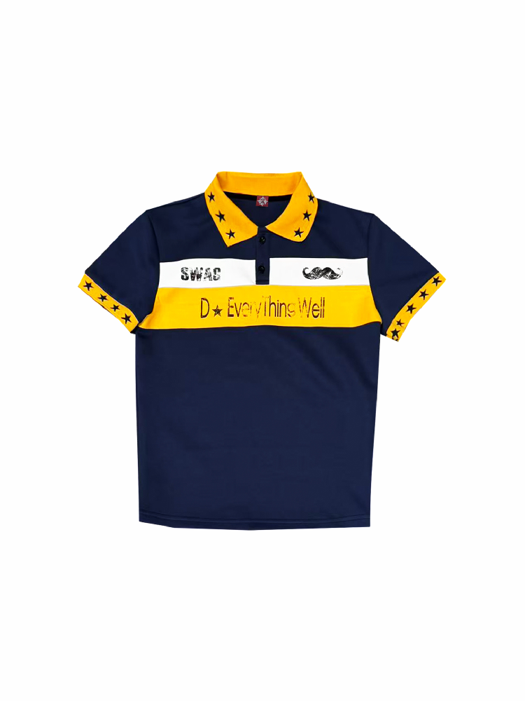 Star Color Block Slim Polo Tee【s0000018273】