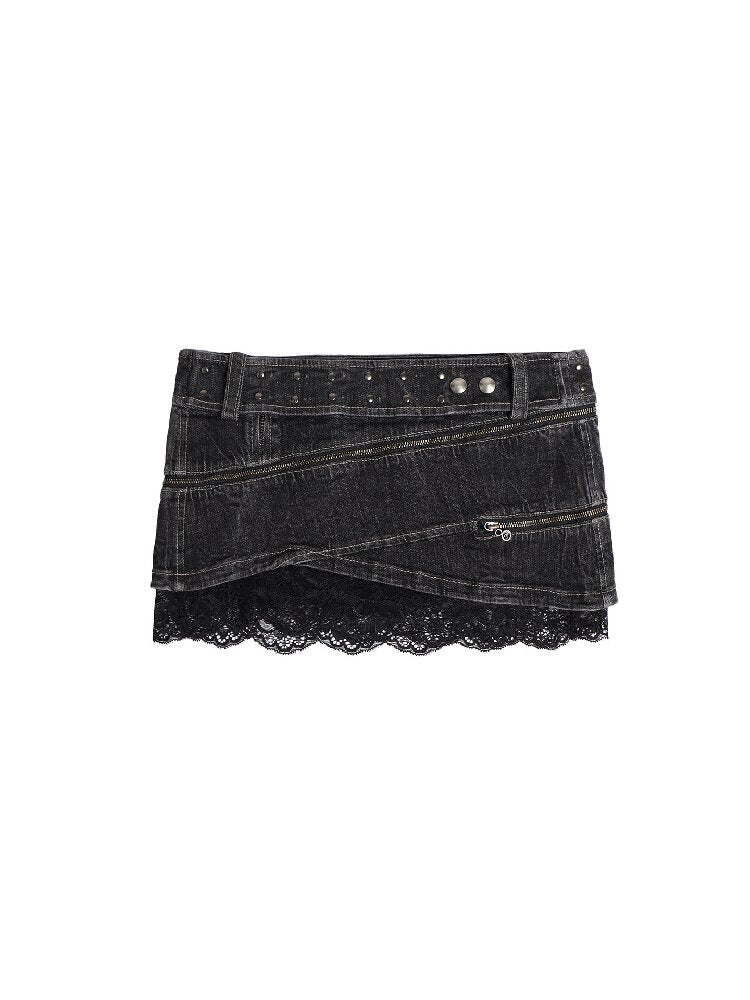 Detachable Lace Denim Skirt【s0000016677】