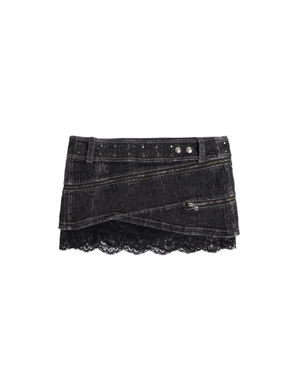 Detachable Lace Denim Skirt【s0000016677】
