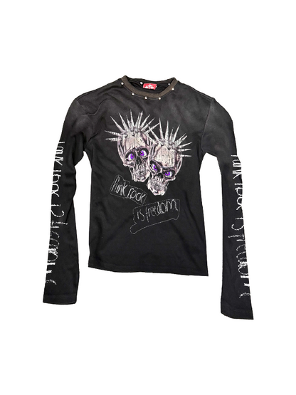 Rock Slogan Skull Sweatshirt【s0000018324】