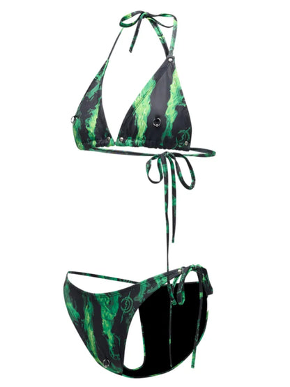 Moon Flame Fluorescent Green Swimsuit【s0000014006】