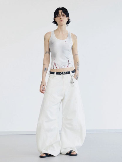 Splash ink print Slim washed tank top【s0000012477】