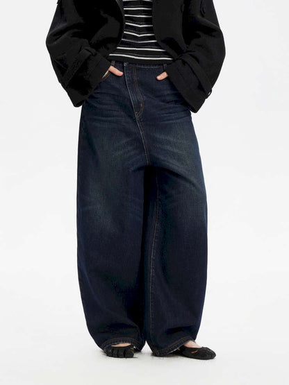 Vintage Yellow Mud Distressed Wide-Leg Jeans【s0000014873】