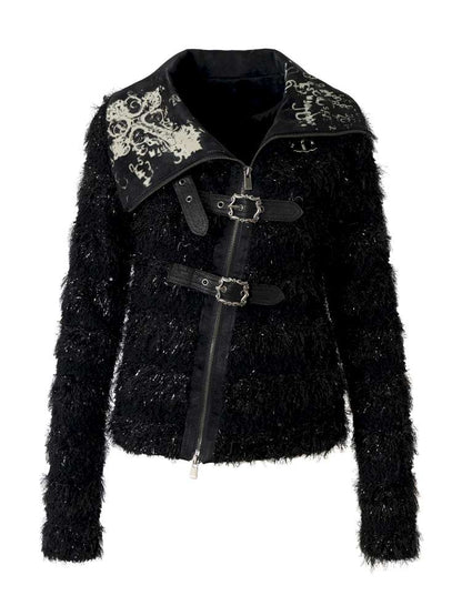 Leather Print Collared Coat【s0000014468】