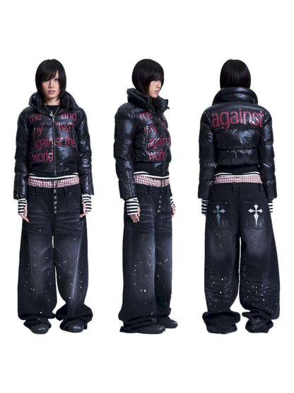 Two Tone Monogram Zip Padded Coat【s0000015012】