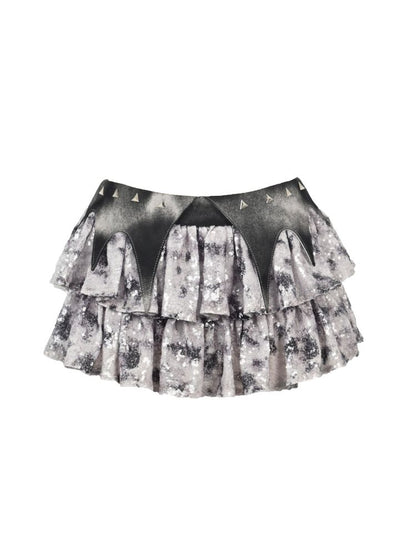 Crash nails sequins low waist cake skirt【s0000013501】