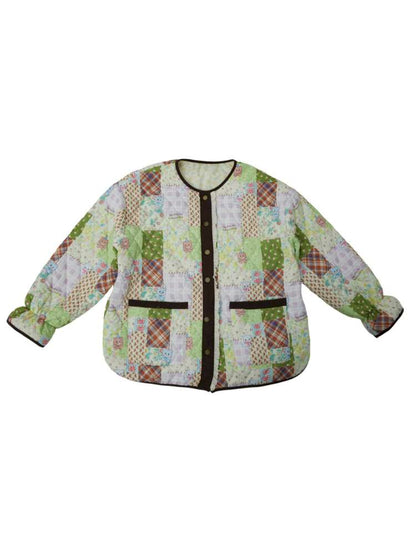 Quilted Print Blocked Padded Jacket【s0000015037】